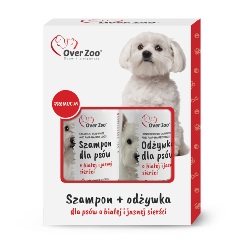 Zestaw dla psów o białej i jasnej  sierści (szampon 250 ml + odżywka 240 ml)