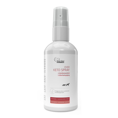 OVER Keto Spray 100 ml – spray z ketokonazolem i chlorheksydyną do pielęgnacji skóry psów i kotów
